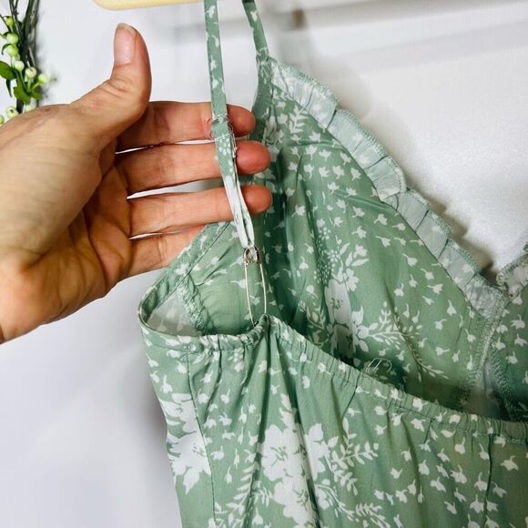 Light Green Cream Floral Tiered Maxi Dress - Picture 11 of 11